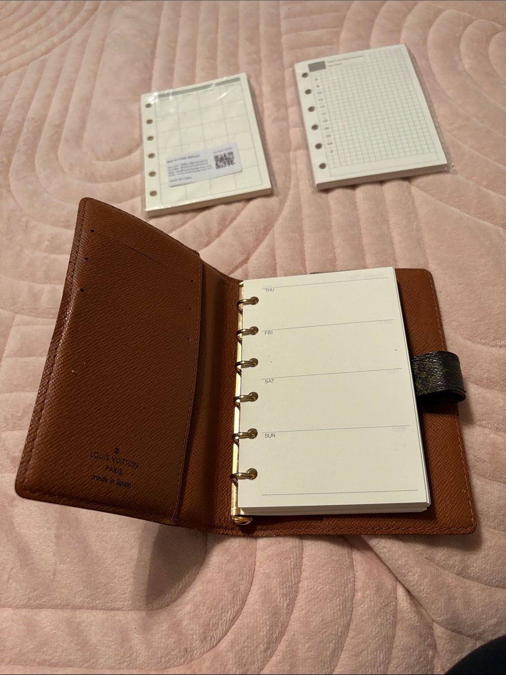 Louis Vuitton Brown Leather Small Ring Planner with Gold Hardware